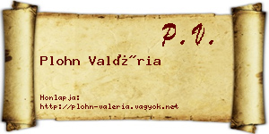 Plohn Valéria névjegykártya